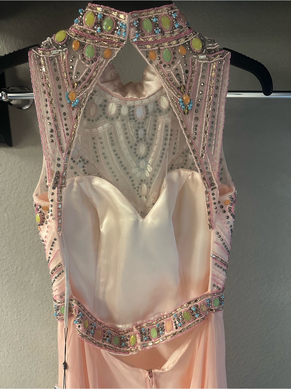 Alyce Paris Pink Beaded Prom Dress with Multicolor Gem Accents - Picture 4 of 5